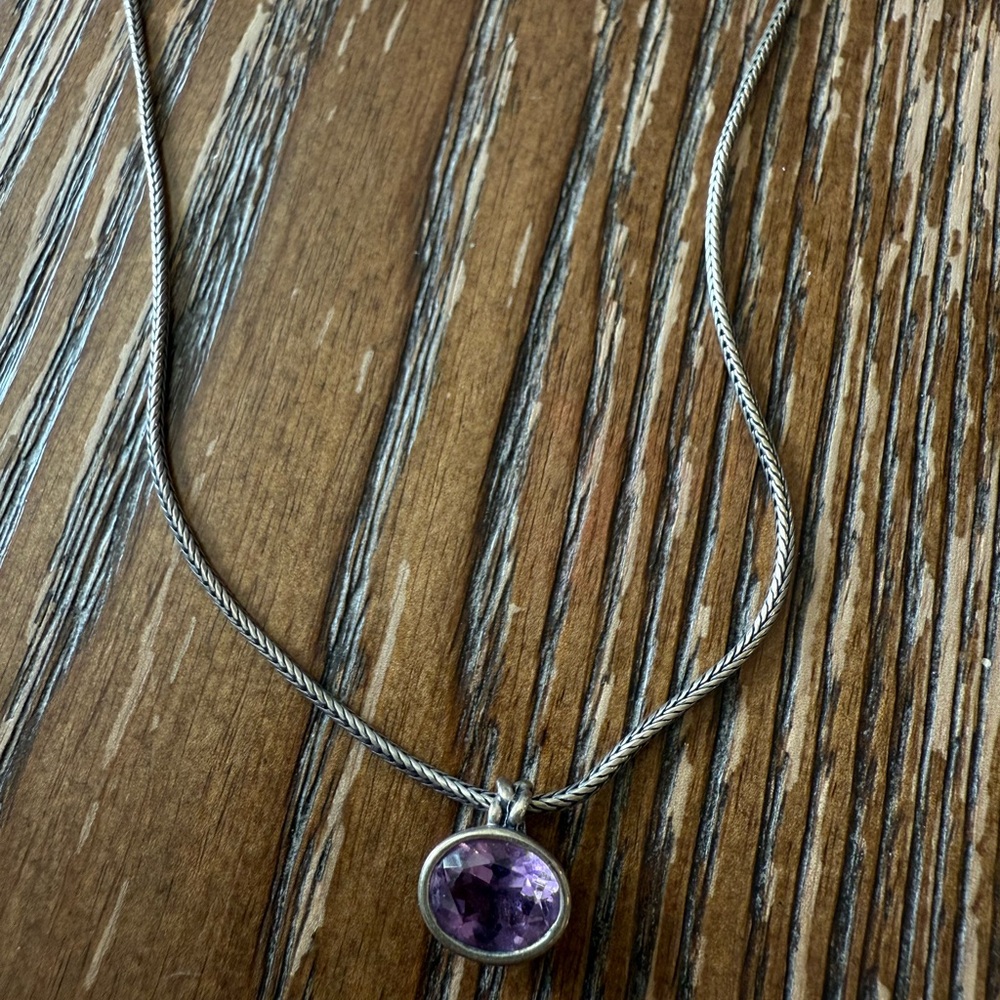Pandora necklace with purple cz